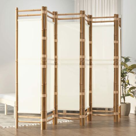 Paravent de Chambre Closion de séparation Séparateur de pièces pliante 6 panneaux 240 cm Bambou et toile -BC81304 (1/5)