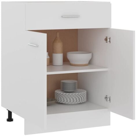 Armoire de plancher à tiroir  Armoire de cuisine Meuble bas de Cuisine Blanc 60x46x81,5 cm Aggloméré 53759