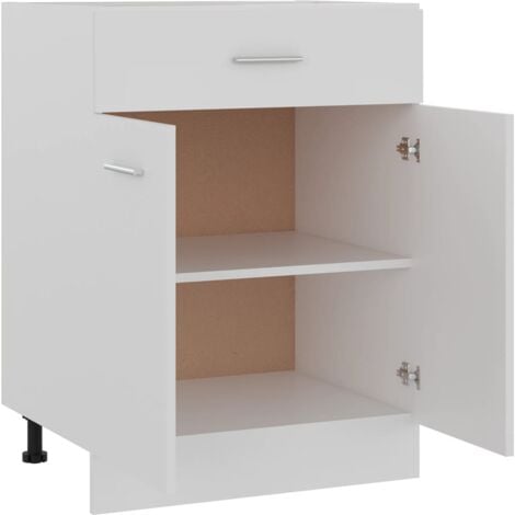 Armoire de plancher à tiroir  Armoire de cuisine Meuble bas de Cuisine Blanc 60x46x81,5 cm Aggloméré 53759