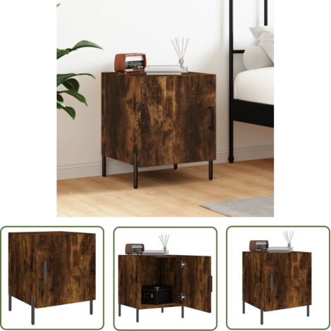 The Living Store Table de chevet chêne fumé 40x40x50 cm bois d'ingénierie - Table De Chevet - Meuble De Chambre - Commode - Armoire De Chevet - Mobilier Moderne (1/5)