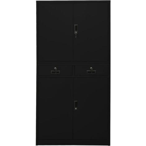 Armoire de bureau moderne,Armoire à dossiers Noir 90x40x180 cm Acier -97802 (1/5)