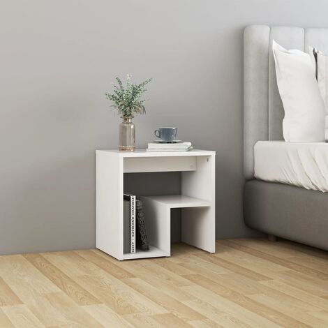 Table de chevet Bout de Canapé Table d'Appoint Chevet Blanc 40x30x40 cm Aggloméré -BV26809 (1/5)