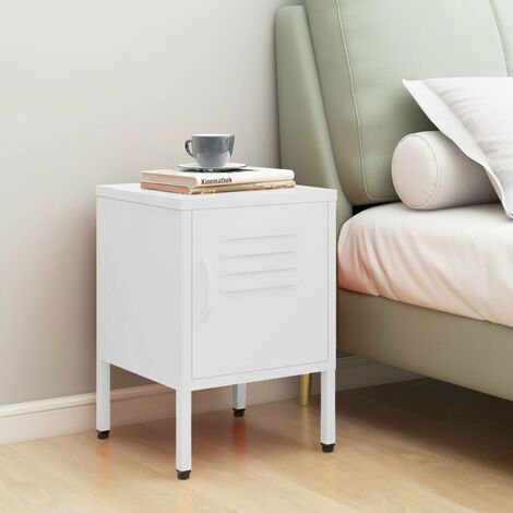 Table de chevet Bout de Canapé Table d'Appoint Chevet Blanc 35x35x51 cm Acier -BV70742 (1/5)