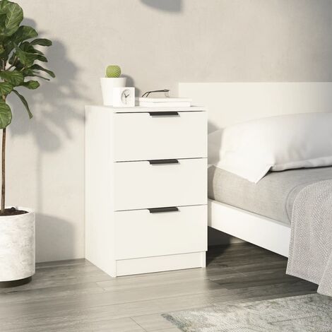 Table de chevet Bout de Canapé Table d'Appoint Chevet Blanc 40x36x65 cm -BV40646 (1/5)