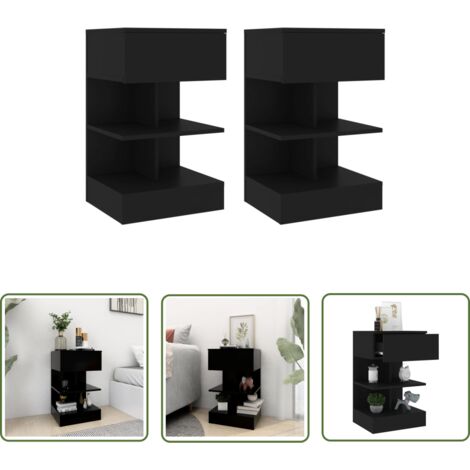 The Living Store Tables de chevet 2 pcs Noir 40x35x65 cm - Table De Chevet - Meuble De Chambre - Table Nuit - Mobilier Design - Rangement (1/5)
