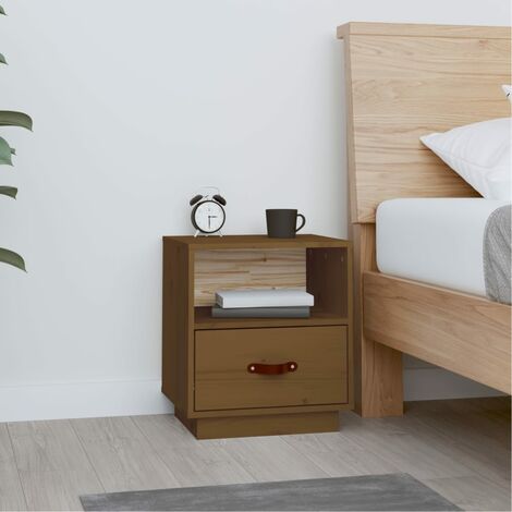 Table d'Appoint Chevet Table de chevet Table de Nuit Marron miel 40x34x45 cm Bois de pin massif -BV45697 (1/5)