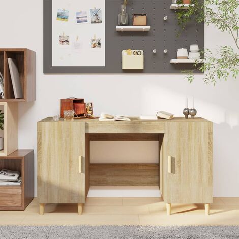 Bureau Table de travail Bureau d'ordinateur Chêne sonoma 140x50x75 cm Bois d'ingénierie BZRNR814254 (1/5)