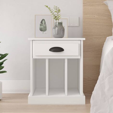 Table de chevet Bout de Canapé Table d'Appoint Chevet blanc 43x36x50 cm -BV67883 (1/5)