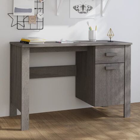 Bureau  Table de travail  Bureau d'ordinateur HAMAR Gris clair 113x50x75 cm Bois massif de pin BZRNR799436 (1/5)