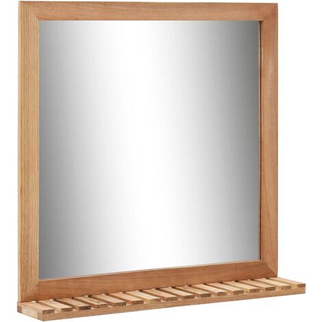 Miroir Contemporain Miroir de salle de bain Miroir à 60 x 12 x 62 cm Bois de noyer massif -88390 (1/5)
