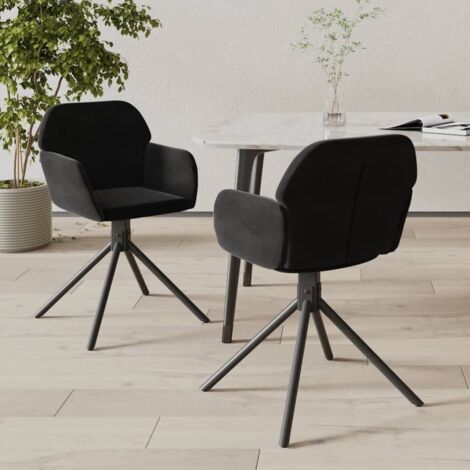 Lot de 2 Chaises pivotantes Chaises de salle à manger Chaise de cuisine Noir Velours 80030 (1/5)