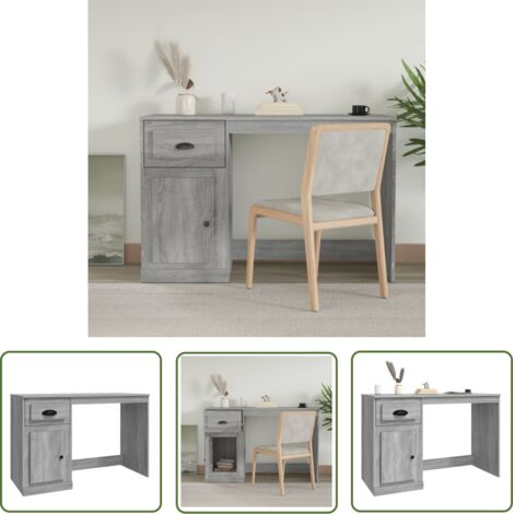 The Living Store Bureau avec tiroir sonoma gris 115x50x75 cm bois d'ingénierie - Bureau Design - Bureau Ordinateur - Bureau Moderne - Bureau Rangement - Bureau Gris (1/5)