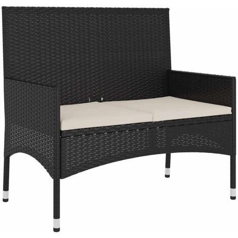 Banc de Jardin à 2 places,Chaise de terrasse pour Relax avec Coussins Noir Résine Tressée -FV66569 (1/5)