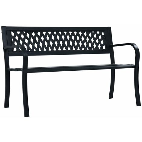 Banc de jardin, Banc de jardin, Banquette design contemporain 125 cm Noir Acier NKK76605 (1/5)