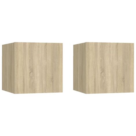 Lot de 2 Tables de chevet  Tables de nuit Chêne sonoma 30,5x30x30 cm Aggloméré VGT66186 (1/5)