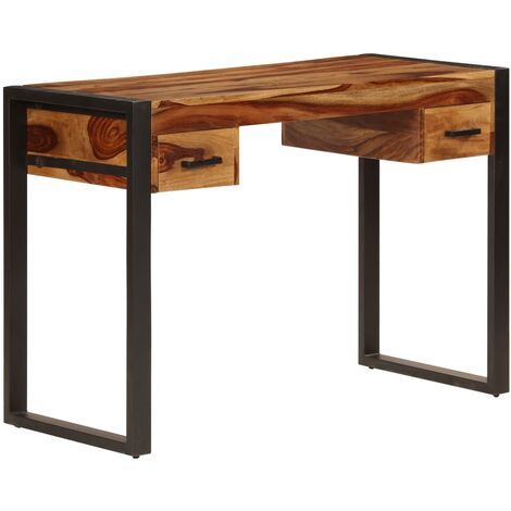 Bureau avec 2 tiroirs  Bureau informatique  Bureau d'écriture d'étude 110x50x77 cm Bois solide de Sesham BZRNR912849 (1/5)