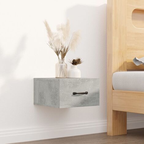 Table de chevet Table d'Appoint Table de Nuit murale Gris béton 35x35x20 cm -BV36012 (1/5)
