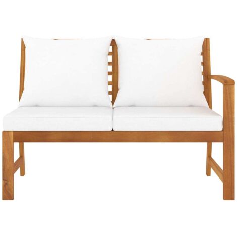 INLIFE Banc de jardin 114,5 cm avec coussin crème Bois solide d'acacia (1/5)