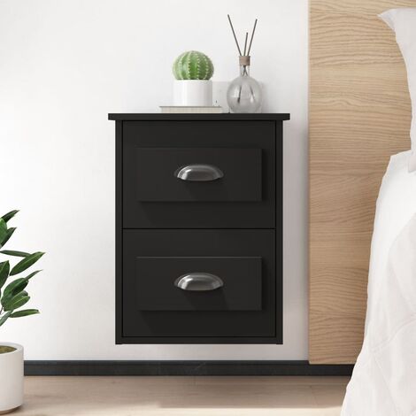 Table de chevet Table d'Appoint Table de Nuit murale noir 41,5x36x53 cm -BV76696 (1/5)