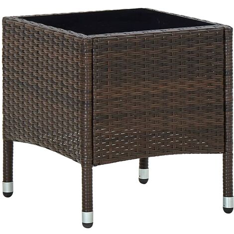 Table de jardin Table d'extérieur Table d'appoint Marron 40x40x45 cm Résine tressée 13472 (1/5)