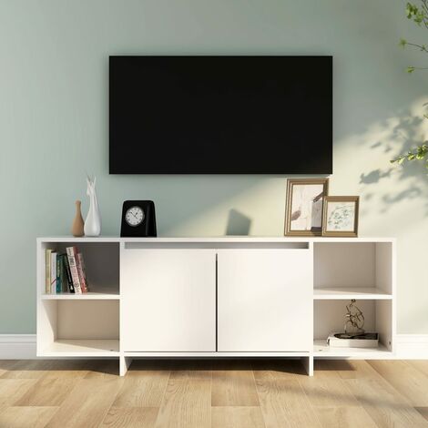 Meuble TV - Armoire de TV Banc TV pour Salon blanc 130x35x50 cm bois d'ingénierie -FR34387 (1/5)