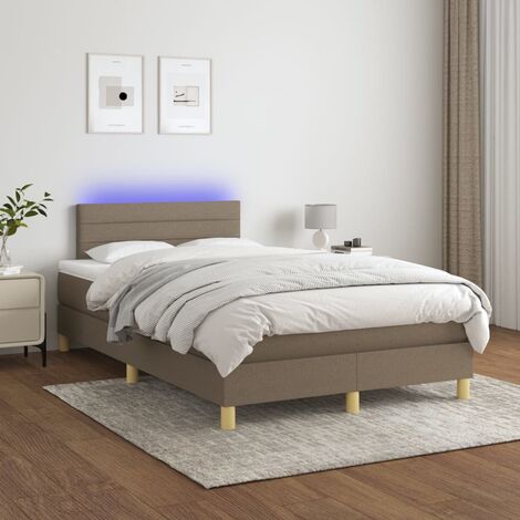 Lit Adulte,Sommier tapissier avec matelas et LED,Lit double - Taupe 120x200 cm Tissu DETHB19813 (1/5)
