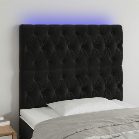 Tête de lit à LED pour lit simple, Cadre de lit, Tableau décoratif de chevet Noir 100x7x118/128 cm Velours SDG52746 (1/5)
