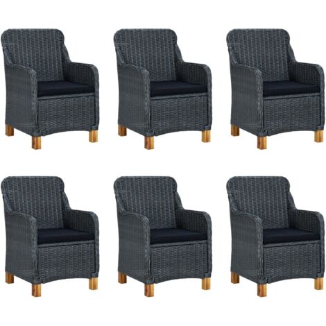 INLIFE Ensemble de salle à manger de jardin 7 pcs Gris foncé (1/5)