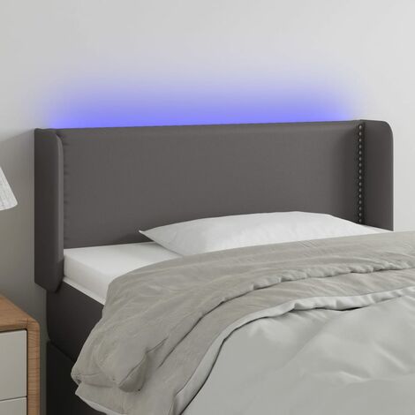 Tête de lit à LED pour lit simple, Cadre de lit, Tableau décoratif de chevet Gris 83x16x78/88 cm Similicuir CDE33338 (1/5)