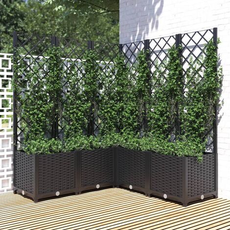 Bac à fleurs,Jardinière avec treillis Noir 120x120x136 cm PP -36311 (1/5)