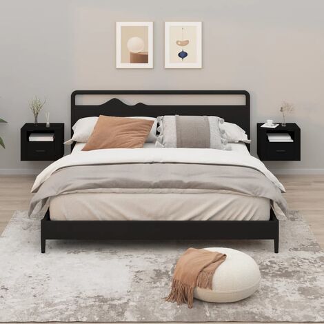 Lot de 2 Tables de chevet murales de chambre,Tables d'Appoint Industriel - Tables de Nuit Noir 50x36x40 cm -BV78017 (1/5)