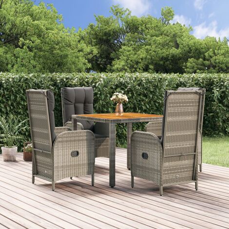 Lot de 5 Ensemble à manger de jardin,Mobilier de salle à manger avec coussins Gris HH90456 (1/5)