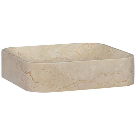 Lavabo Lave-Mains Évier Lavabo Vasque salle de bain Crème 40x40x10 cm Marbre (1/5)
