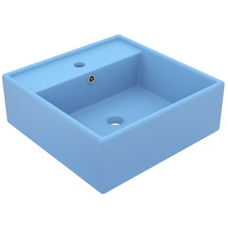 Lavabo Chic carré à trop-plein Bleu clair mat 41x41 cm Céramique adapté à diverses situations avec élégant (1/5)