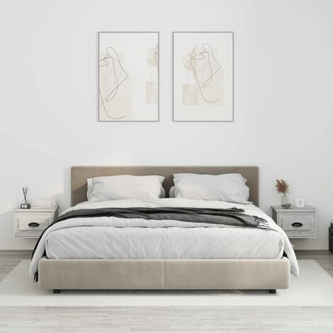 Lot de 2 Tables de chevet murales de chambre,Tables d'Appoint Industriel - Tables de Nuit sonoma gris 41,5x36x28 cm -BV90065 (1/5)