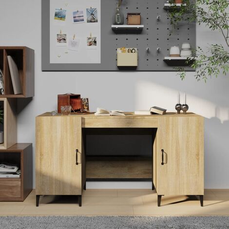 Bureau Informatique, Table de travail, Meuble de Bureau Chêne sonoma 140x50x75 cm Bois d'ingénierie HYB88196 (1/5)