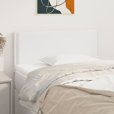 Tête de lit pour lit simple, Cadre de lit, Tableau décoratif de chevet Blanc 100x5x78/88 cm Similicuir CDE15620 (1/5)