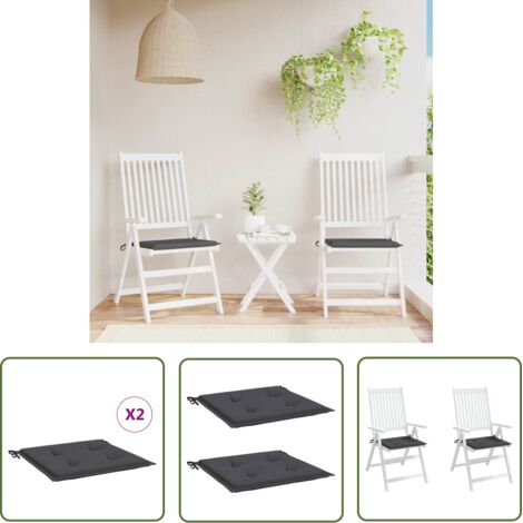 The Living Store Coussins de chaise de jardin lot de 2 anthracite 50x50x3 cm - Coussin De Chaise - Coussin D'extérieur - Coussin Jardin - Housse De Coussin - Textile D'ameublement (1/5)