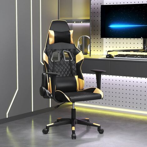 Chaise de bureau Chaise de massage Fauteuil gamer Noir et doré Similicuir 49712 (1/5)