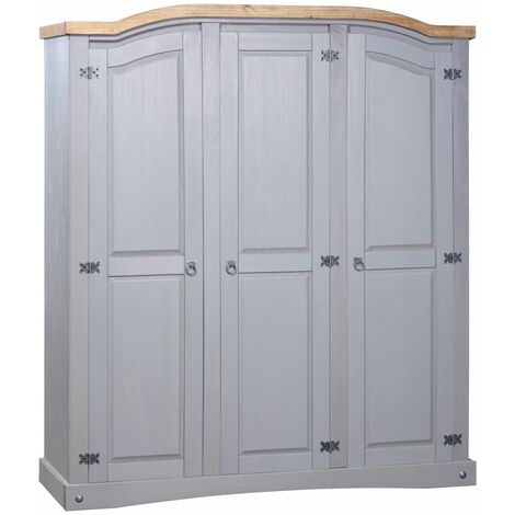 Garde-robe,Armoire de Rangement,Étagères Vêtements avec 3 portes Gamme Corona pin mexicain Gris VDVM757791 (1/5)