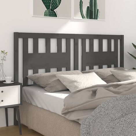 Tête de lit pour lit double, Cadre de lit, Tableau décoratif de chevet Gris 126x4x100 cm Bois massif de pin CDE57731 (1/5)
