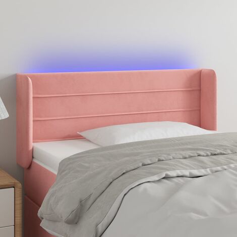 Armoire de tête de lit Tête de lit à LED, Hauteur réglable pour Chambre Rose 103x16x78/88 cm Velours -74307 (1/5)