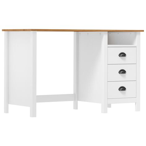 Bureau Hill avec 3 tiroirs Bureau informatique Bureau d'écriture d'étude 120x50x74 cm Bois pin massif BZRNR468875 (1/5)