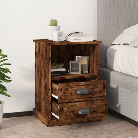 Lot de 2 Tables de chevet Table d'Appoint Industriel - Tables de Nuit Commodes chêne fumé 43x36x60 cm -BV29967 (1/5)