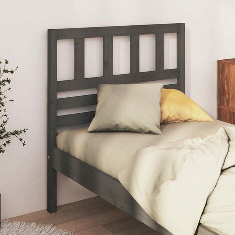 Tête de lit pour lit simple, Cadre de lit, Tableau décoratif de chevet Gris 96x4x100 cm Bois massif de pin CDE55305 (1/5)