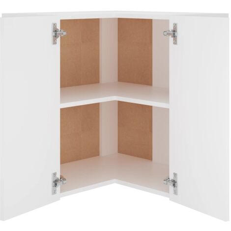 Armoire d'angle Elément haut de cuisine suspendue - Meuble de cuisine haut Blanc 57x57x60 cm Aggloméré Chic-245060