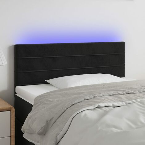 Tête de lit à LED pour lit simple, Cadre de lit, Tableau décoratif de chevet Noir 80x5x78/88 cm Velours CDE48158 (1/5)