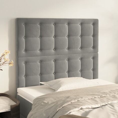 2 pcs Têtes de lit pour lit adulte, Tableau décoratif de chevet Gris clair 80x5x78/88 cm Velours SDG43294 (1/5)
