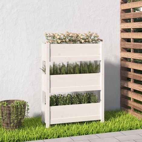 Jardinière Pot de fleurs Bac à fleurs Blanc 77x25x104,5 cm Bois massif de pin BVDXN337611 (1/5)