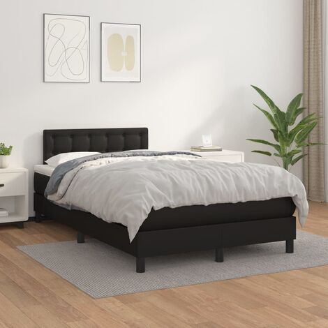 Sommier tapissier avec matelas - Sommier pour Adulte et Enfant - Lit adulte - Noir 120x200 cm Similicuir DETHB71272 (1/5)